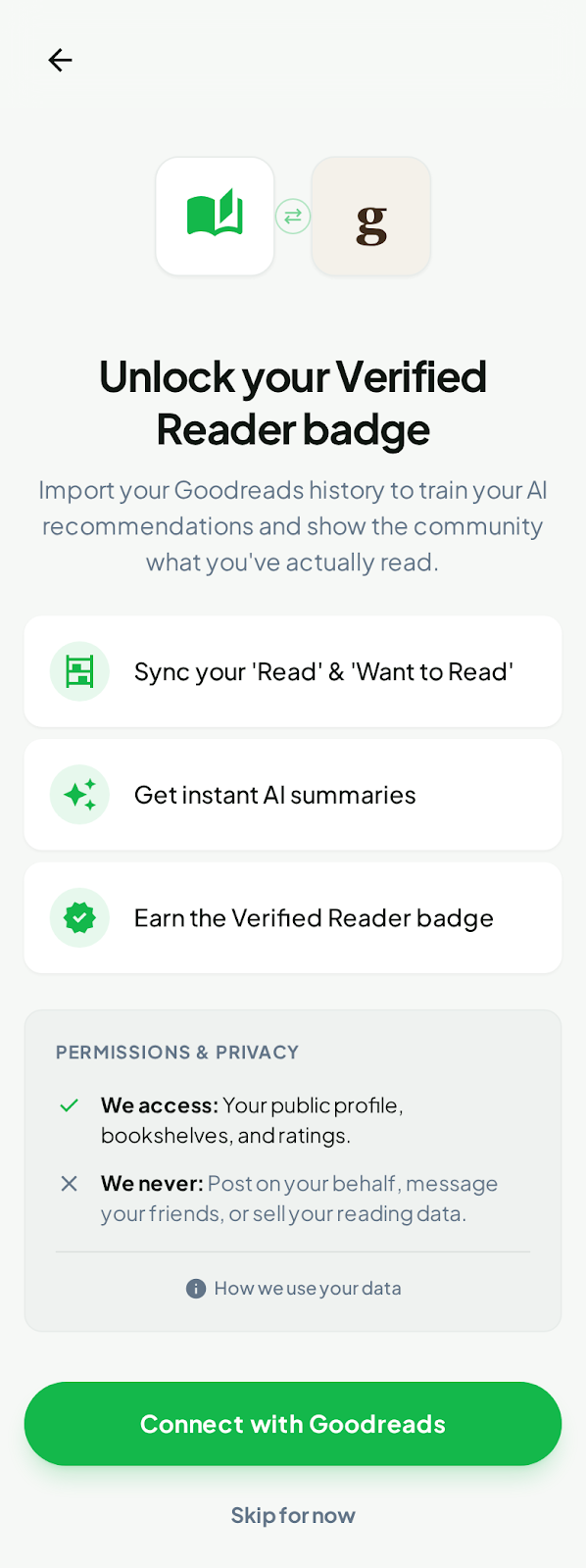 Scroll Goodreads verification