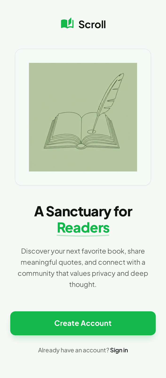 Scroll welcome screen