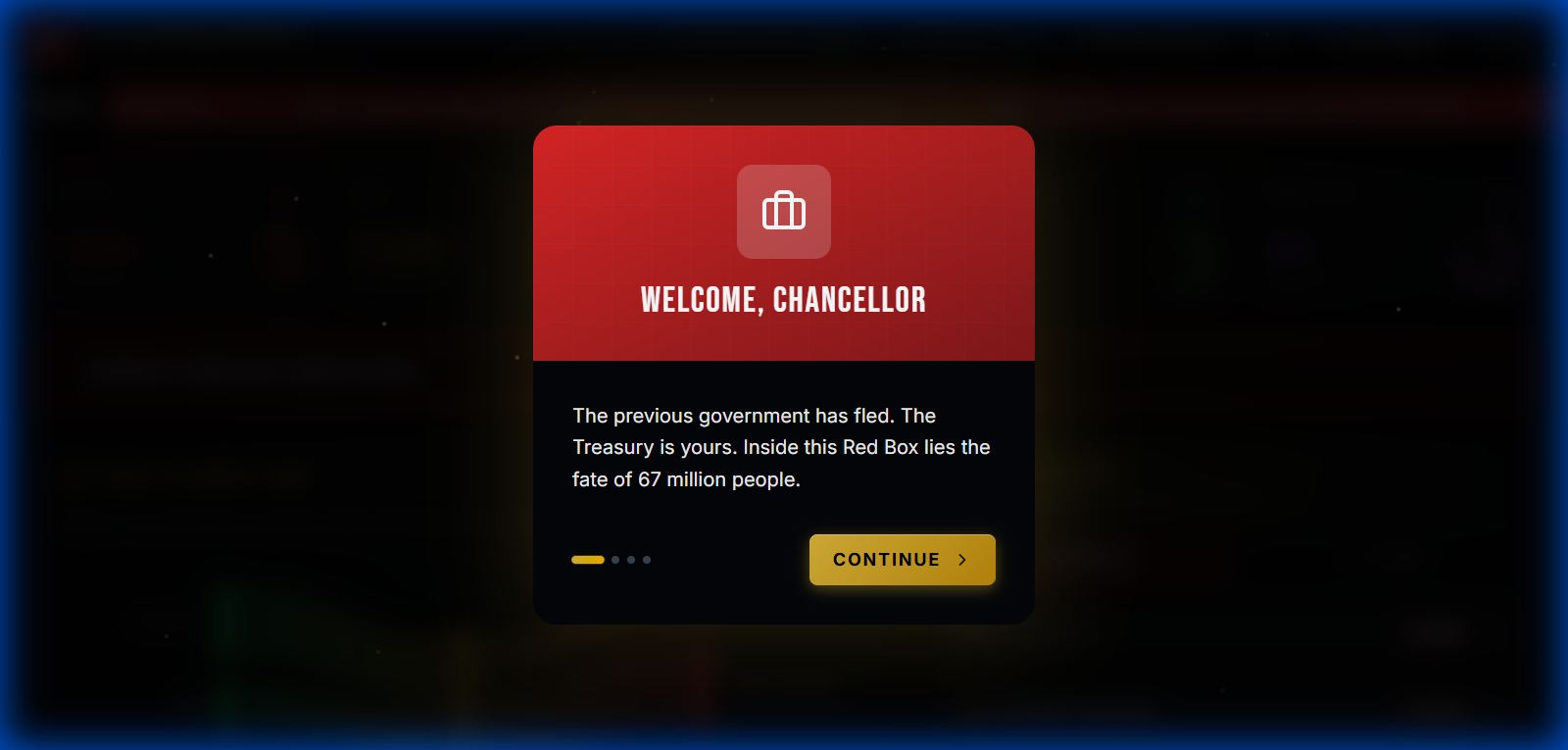 Welcome Chancellor onboarding modal with Red Box icon